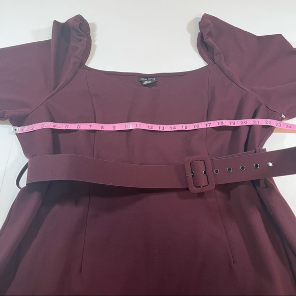 City Chic Maroon Square Neck Dress with Belt Size XXL - Picture 8 of 9